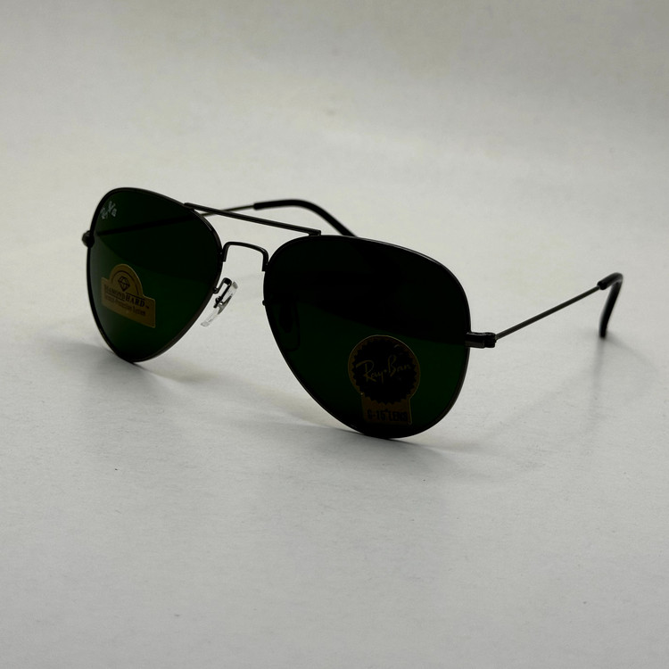 عینک ریبن خلبانی شیشه سنگ فریم نوک مدادی عدسی سبز آمریکایی آنتی رفلکس REYBAN AVIATOR RB 3025 با پک کامل