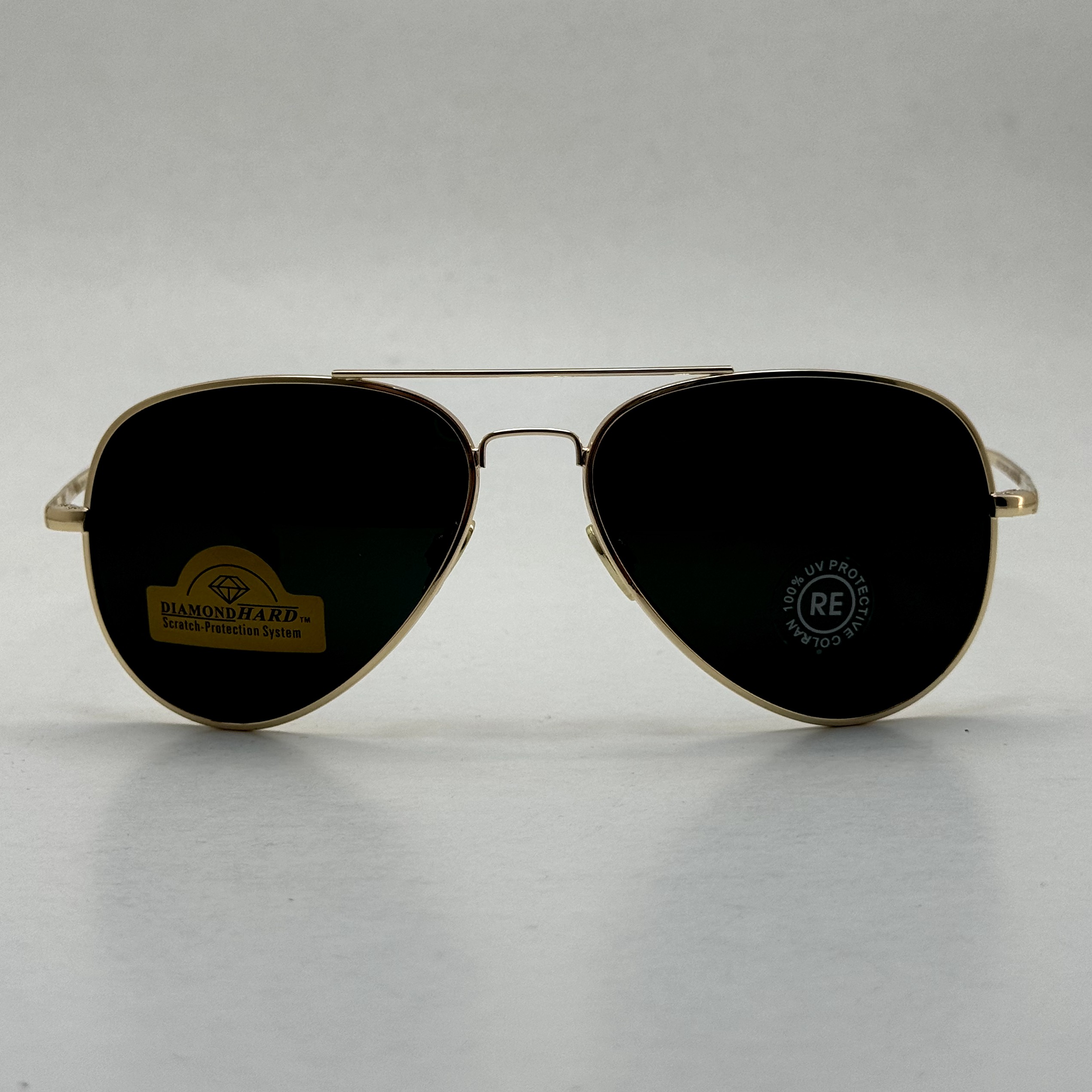 عینک آفتابی خلبانی رندولف شیشه سنگ مدل کانکورد آنتی رفلکس مشکی فریم طلایی فول پک RANDOLPH AVIATOR CR 231 24K GOLD