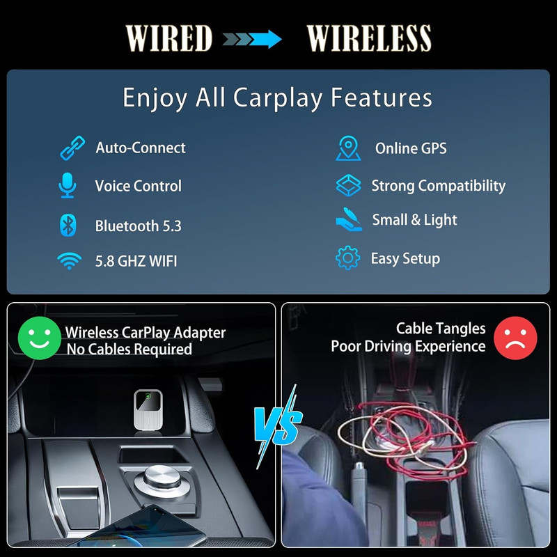 کارپلی و اندروید اتو مدل 2in1 Carplay/Android Auto k2