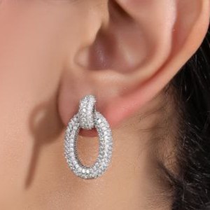 نیم ست گردنبند و گوشواره طرح جواهری تیفانی نگین کاری رنگ ثابت کد mp (پس کرایه)