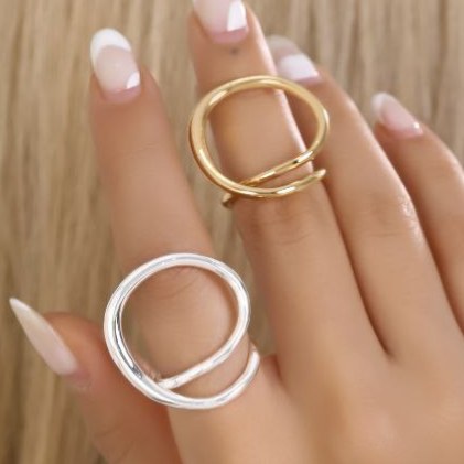 انگشتر آبکاری نقره طرح مینیمال رنگ ثابت کد mp (پس کرایه)