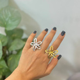 انگشتر آبکاری نقره زنانه طرح گل تو خالی رنگ ثابت کد sm (پس کرایه)