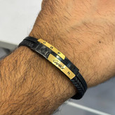 دستبند چرمی قفل و پلاک استیل مردانه کارتیر Cartier قهوه ای کیفیت چرم عالی تنوع طرح رنگ ثابت کدbn (پس کرایه)