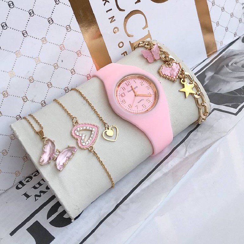 ساعت و دستبند و گردنبند دخترانه ساعت مارک Japon gold آیس در دو رنگ کد34756
