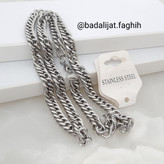 سرویس زنجیر مردونه استیل بسیار با کیفیت و کاملا رنگ ثابت با آبکاری طلا سفید
