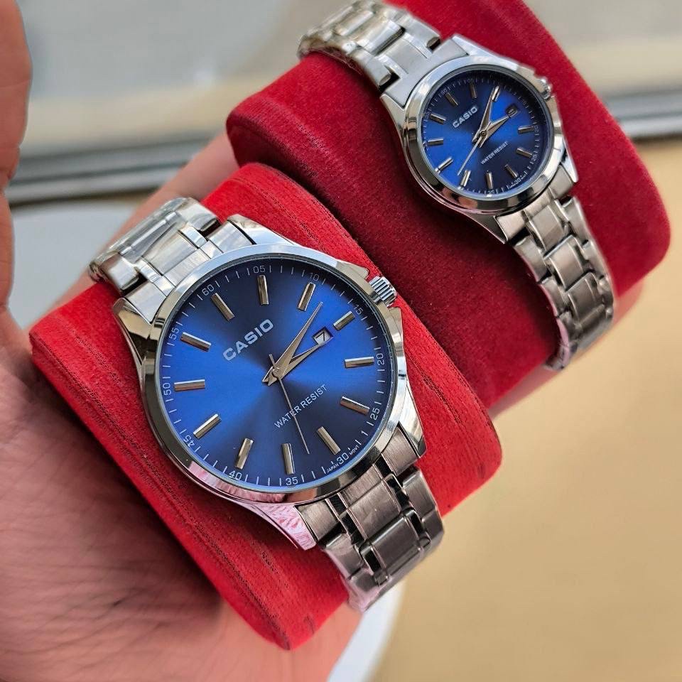 ساعت زنانه و مردانه قیمت تک کاسیو استیل تاریخ دار موتور ژاپن مارک معروف CASIO نمونه درجه یک ارسال رایگان