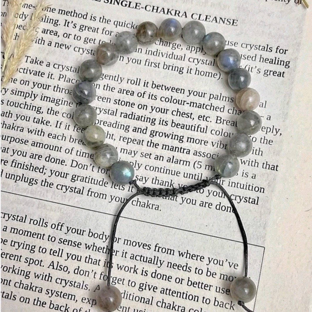 دستبند سنگ لابرادوریت اصل و معدنی مهره گرد