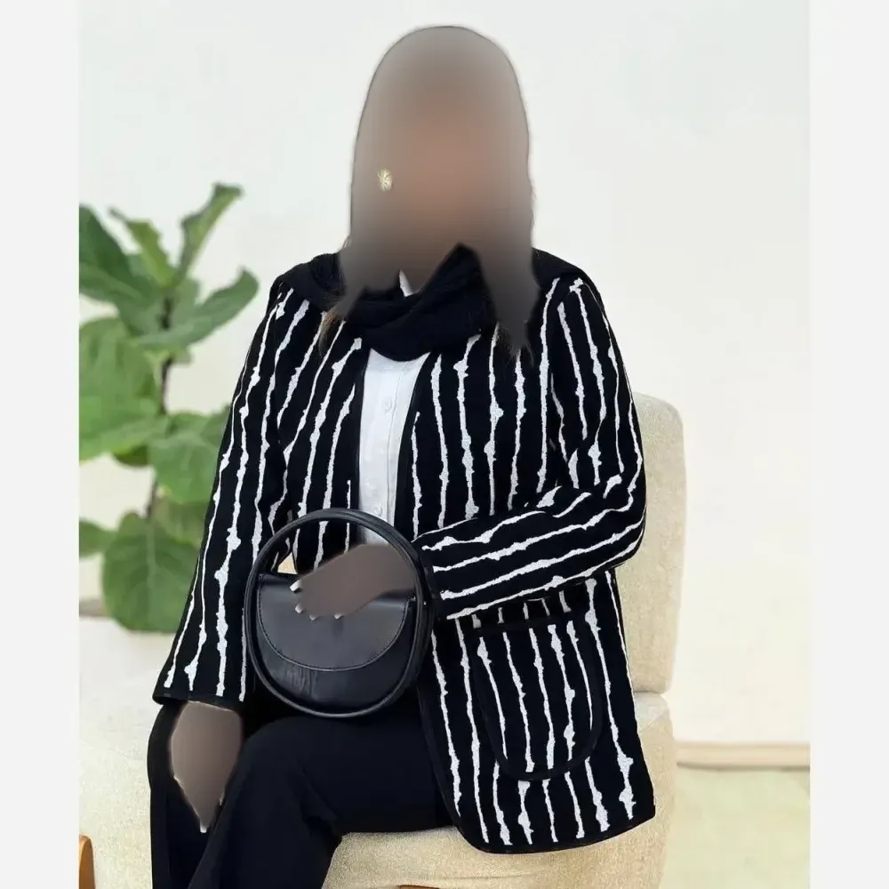 کت زنانه مدل الیزا جنس تافته سوزن دوزی رنگ مشکی سایز فری 36 تا 46