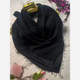 روسری مجلسی مشکی کرپ حریر با خرجکار ملیله دوزی ابعاد 100 در 100