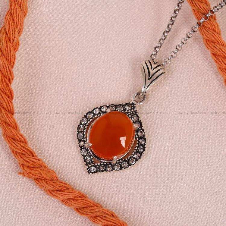 گردنبند عقیق زنانه کد 6641