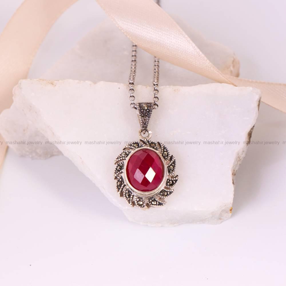 گردنبند طرح یاقوت زنانه کد 5265