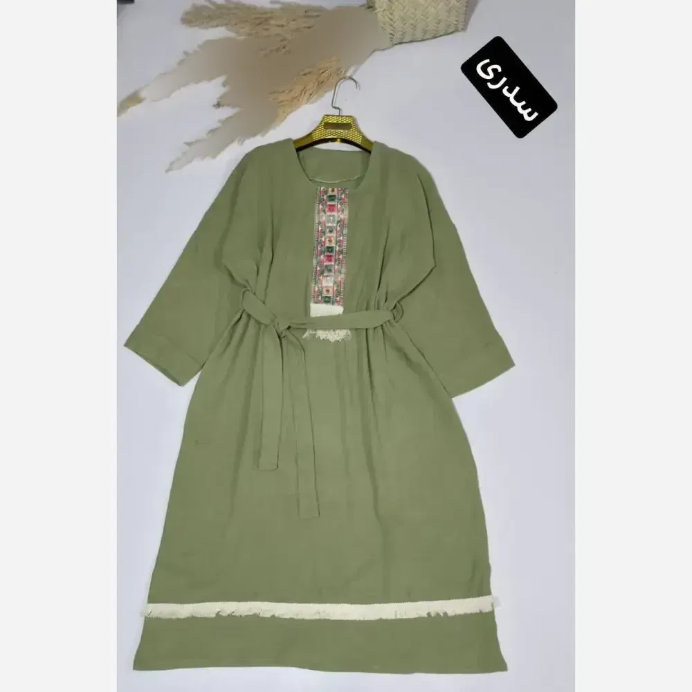کفتان زنانه نوار کنفی جنس موسلین دبل فیس فری سایز (2)