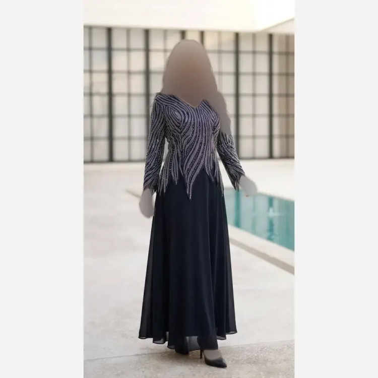 ماکسی زنانه مجلسی سایز بزرگ کرپ حریر نگیندار قد 150