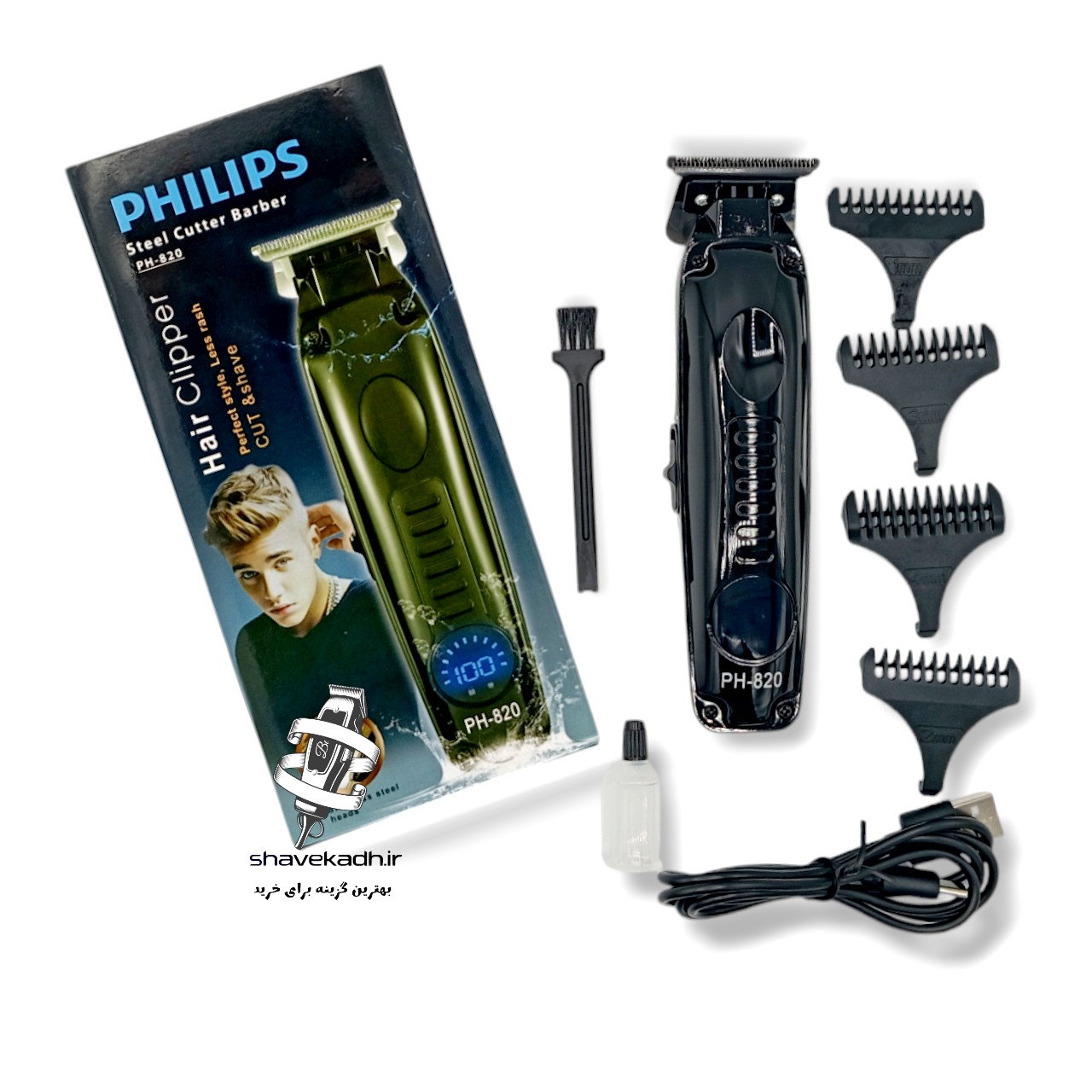 صفر زن صورت و بدن مارک فلیپس اصلی PHILIPS PROFESSIONAL 820 شارژی و مستقیم برق دیجیتالی و نمایشگر درصد باتری