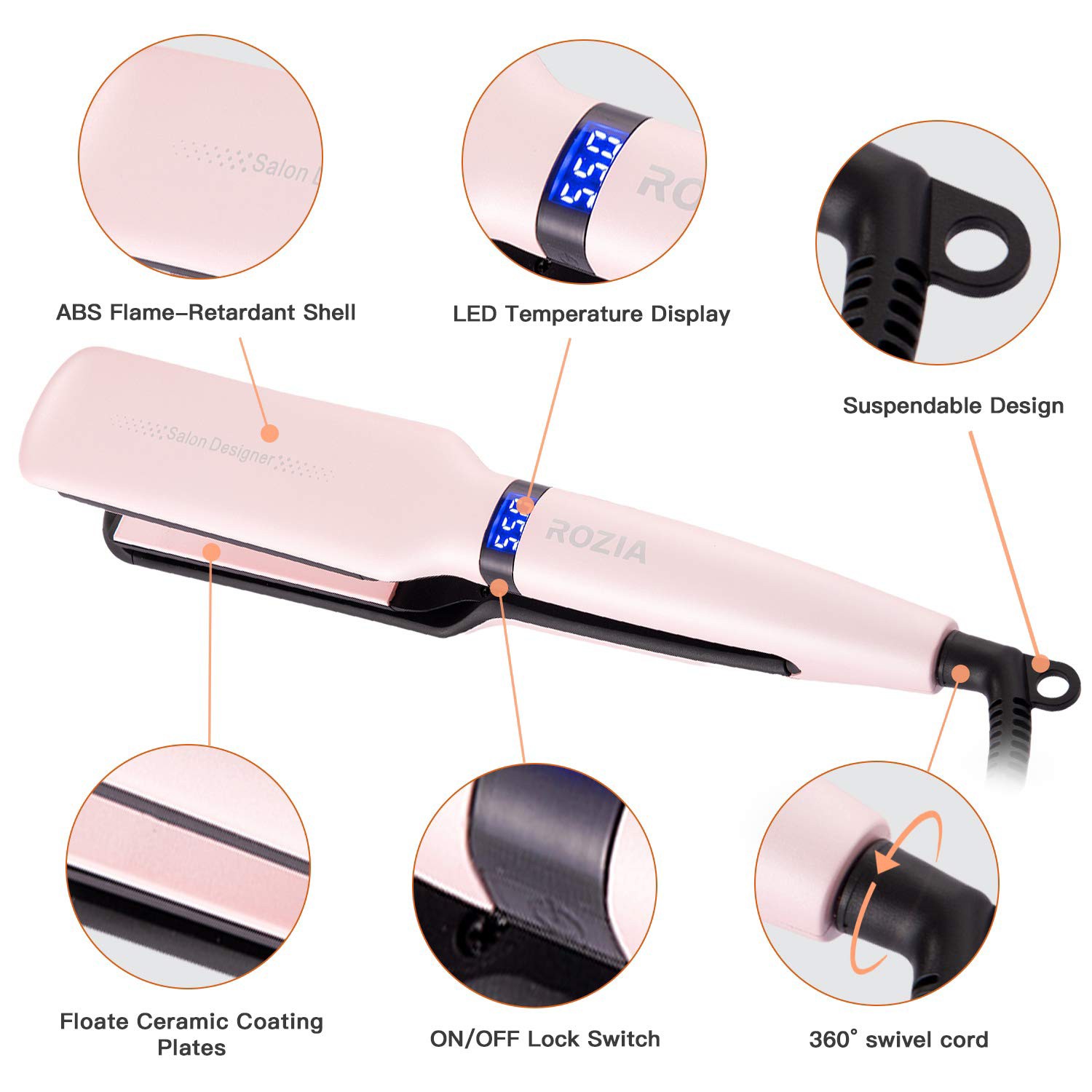 اتو موی روزیا صفحه پهن 980 درجه فارانهایت کیفیت فوق العاده بالا