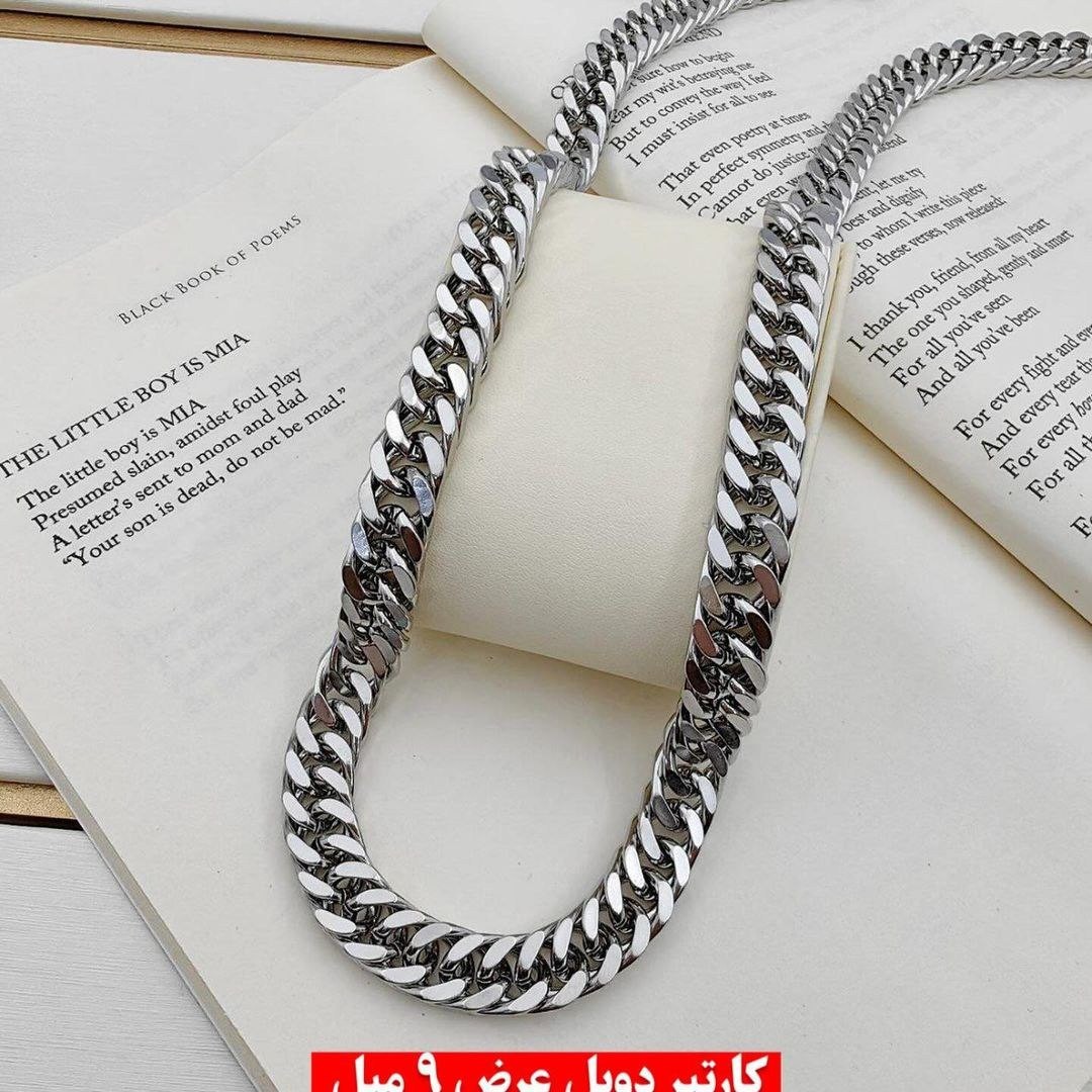 ست گردنبند و دستبند کارتیر دوبل پهن مردانه