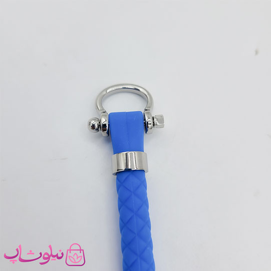 دستبند امگا رابر آبی با قفل نقره ای مردانه زنانه کیفیت مستر کد 1100