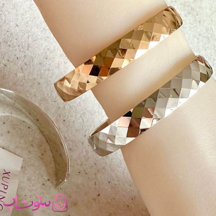 دستبند زنانه ژوپینگ مدل آینه ای با تراش های مثلثی سایز 3 کد 7591