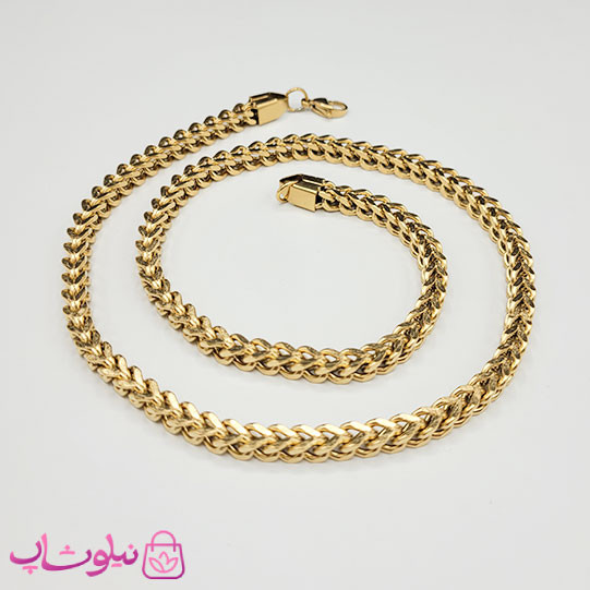 زنجیر مردانه فرانکو (میرو) طلایی استیل 60 سانت عرض 6 میل کد 5591