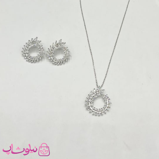 نیم ست زنانه YSX طرح گندم نگین سفید کد 299