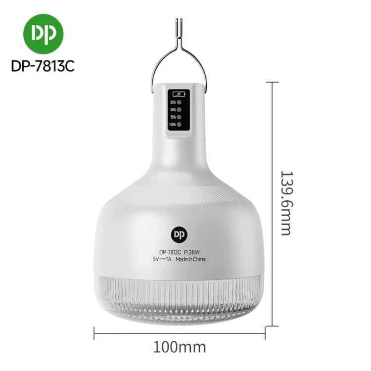 چراغ شارژی کمپینگ 38 وات دی پی DP-7813c ( پک 5 عددی ) لامپ روشنایی اضطراری آویزی 7813 ( گناوه مارکت )