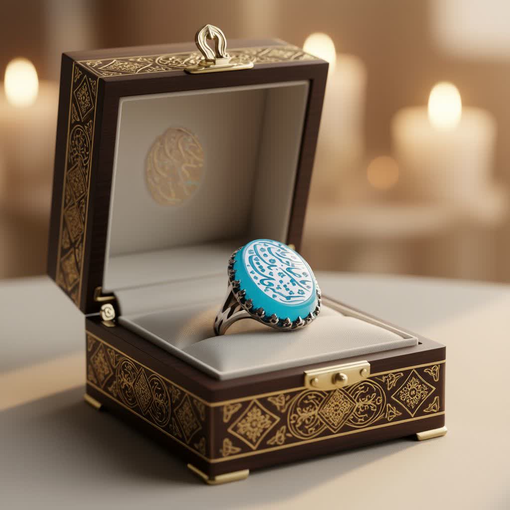 انگشتر نقره باسنگ عقیق ابی با حکاکی المستغاث و بک یا صاحب الزمان  کد 1334