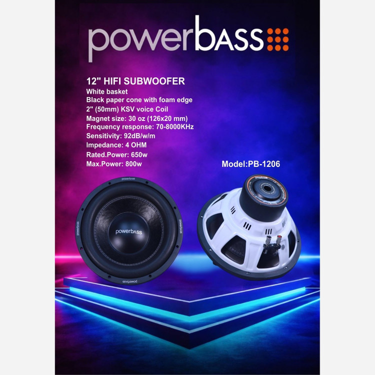 ساب ووفر 12 اینچ پاوربیس مدل PB-1206