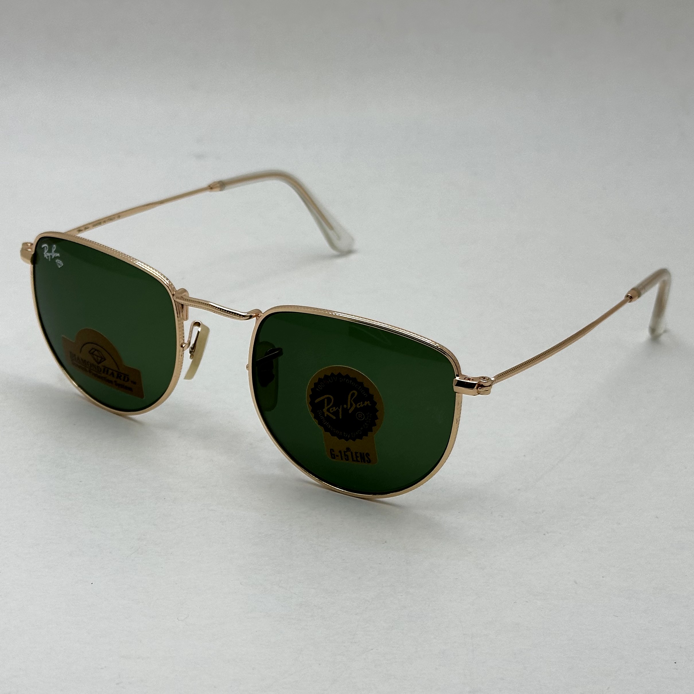 عینک آفتابی ریبن rayban شیشه سنگ سبز طلایی کد rb 3958 - فول پک (ارسال رایگان)