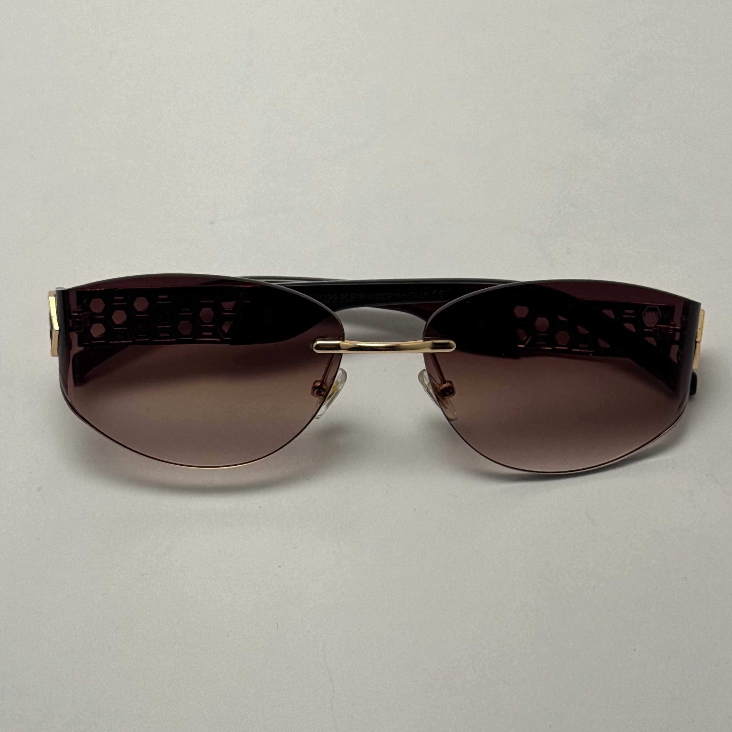 عینک آفتابی فیلیپ پلین Philip Plein مدل Luxury Shield فریم لس قهوه ای - لنز UV400 (ارسال رایگان)