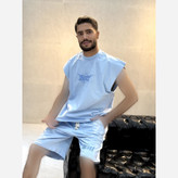 سِت وِست و شلوارک پارچه ماکان گلدوزی