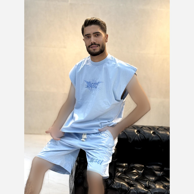 سِت وِست و شلوارک پارچه ماکان گلدوزی