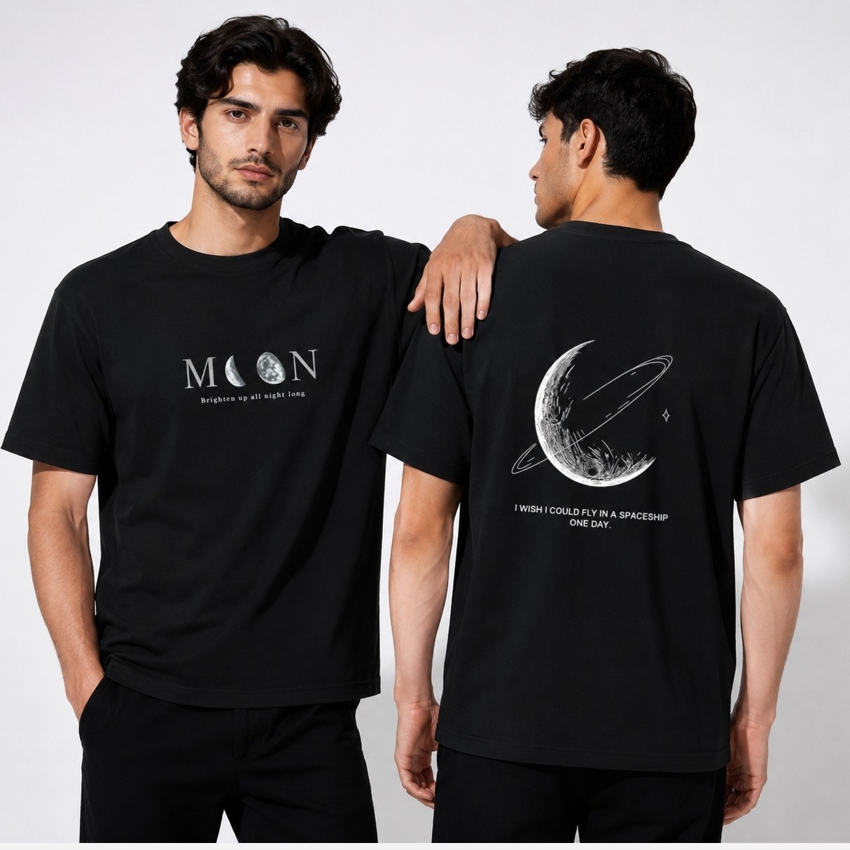 تیشرت مردانه یقه گرد سوپر نخ پنبه مدل ماه MOON 204