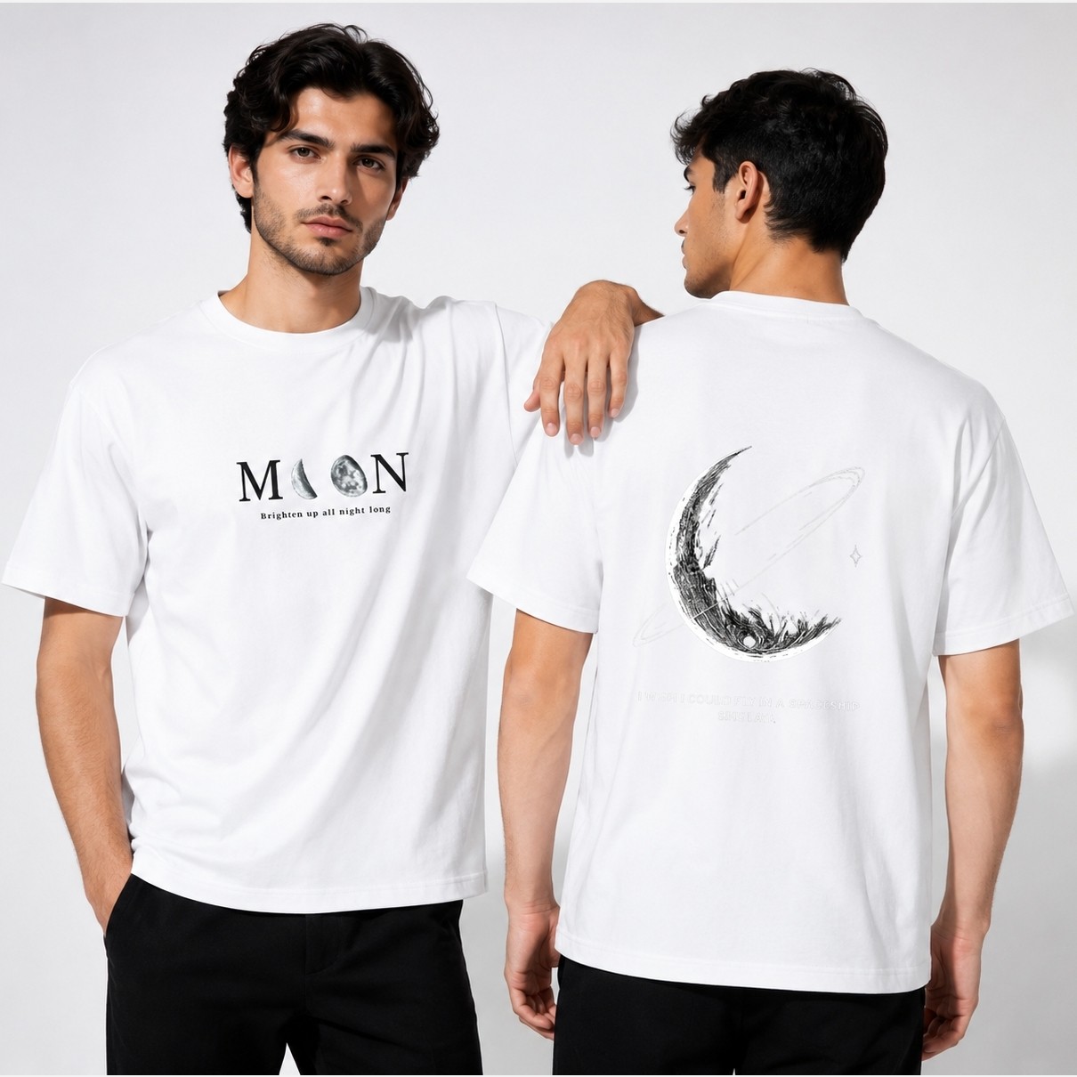 تیشرت مردانه یقه گرد سوپر نخ پنبه مدل ماه MOON 204