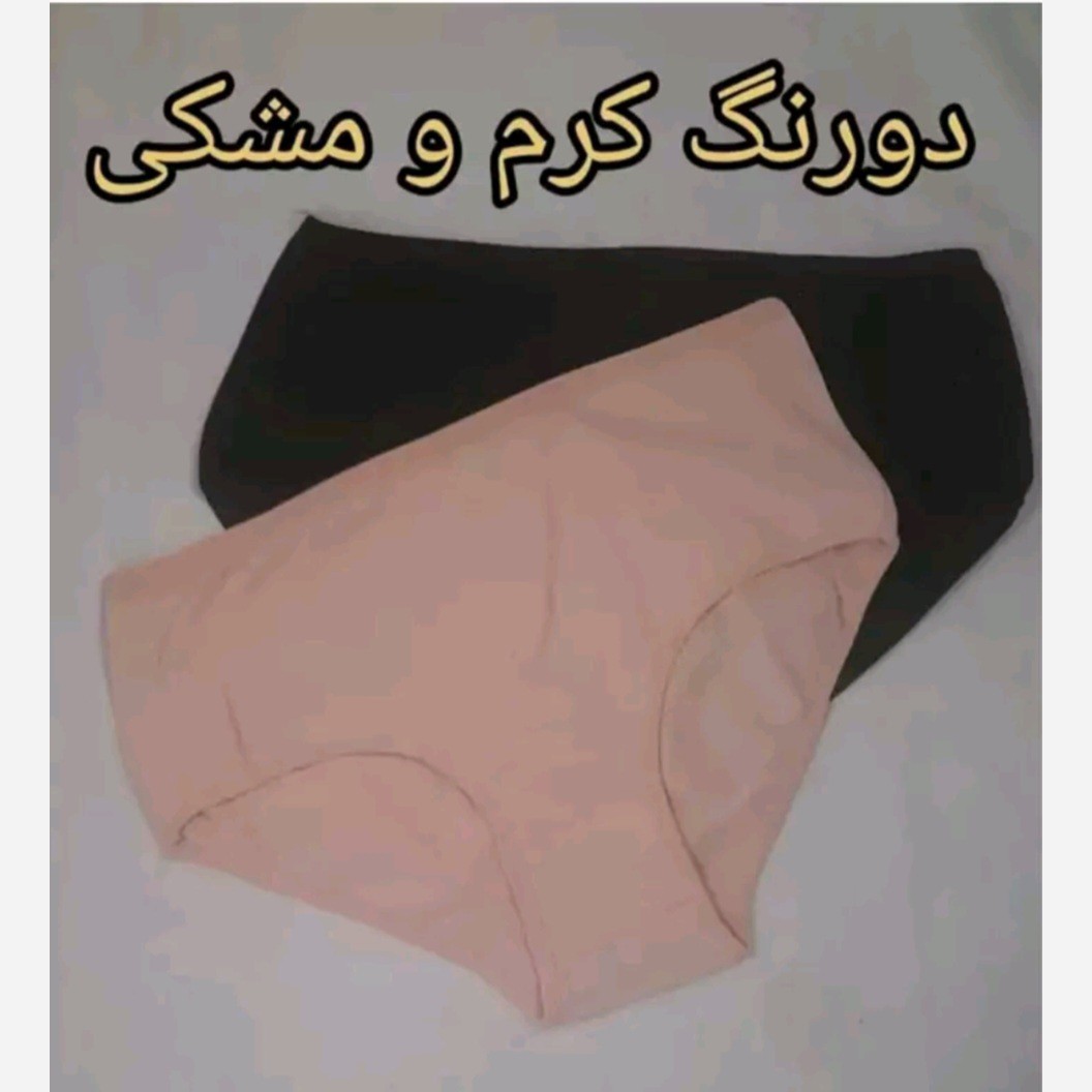 شورت زنانه نخی سایز 4 ایکس لارج مشکی و کرم مناسب سایز 50 به بالا