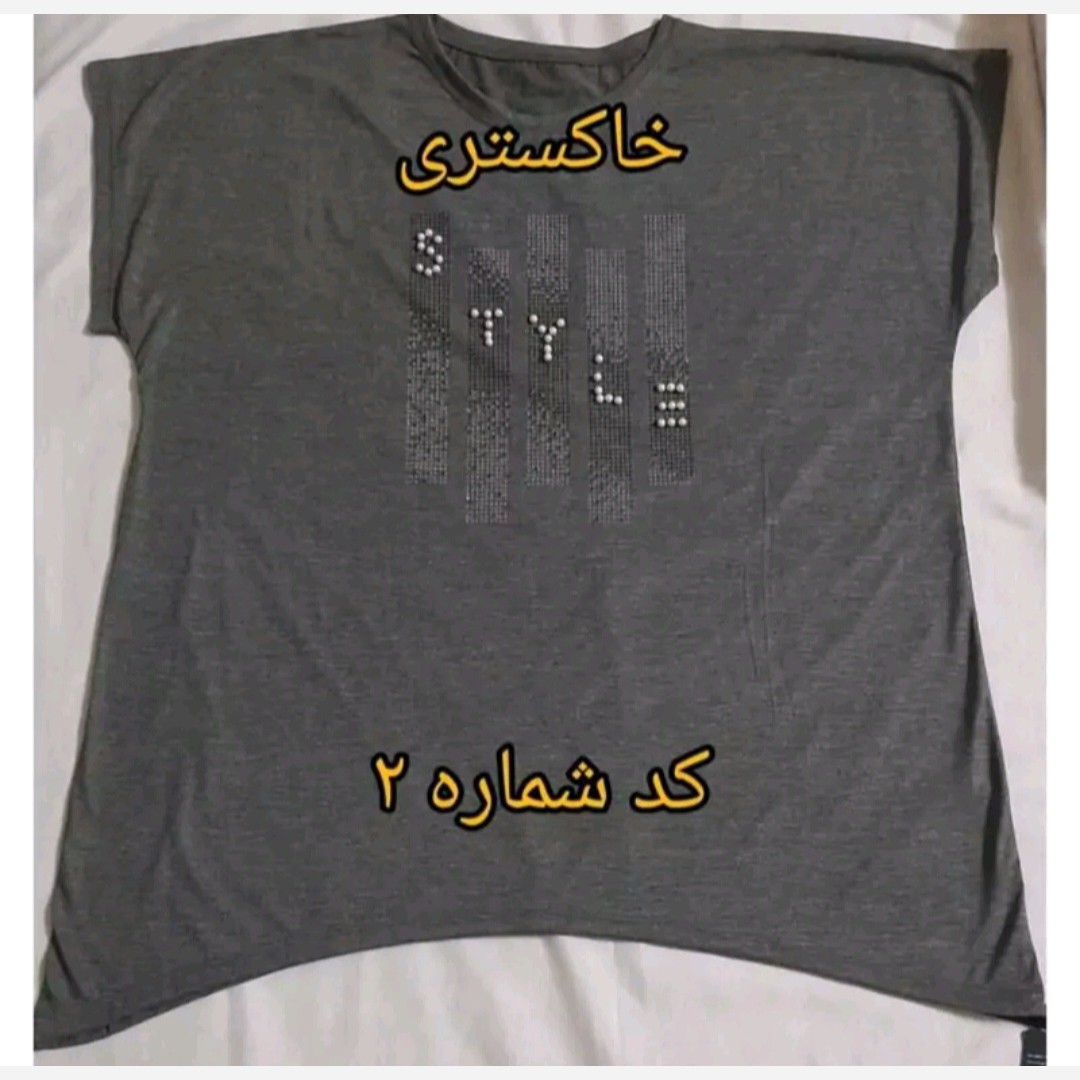 تاپ زنانه آستین افتاده نگین کوب فری سایز مناسب سایز 46 تا 52
