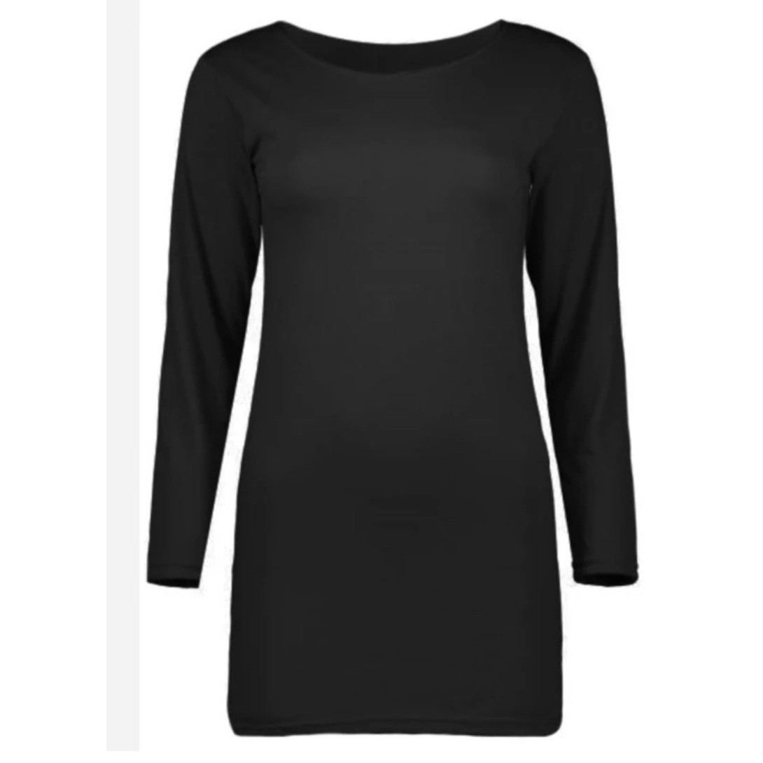 زیر سارافونی آستین بلند یقه گرد ویقه سه سانت مشکی وسفید سایز36 تا 46.وسایز 44 تا50