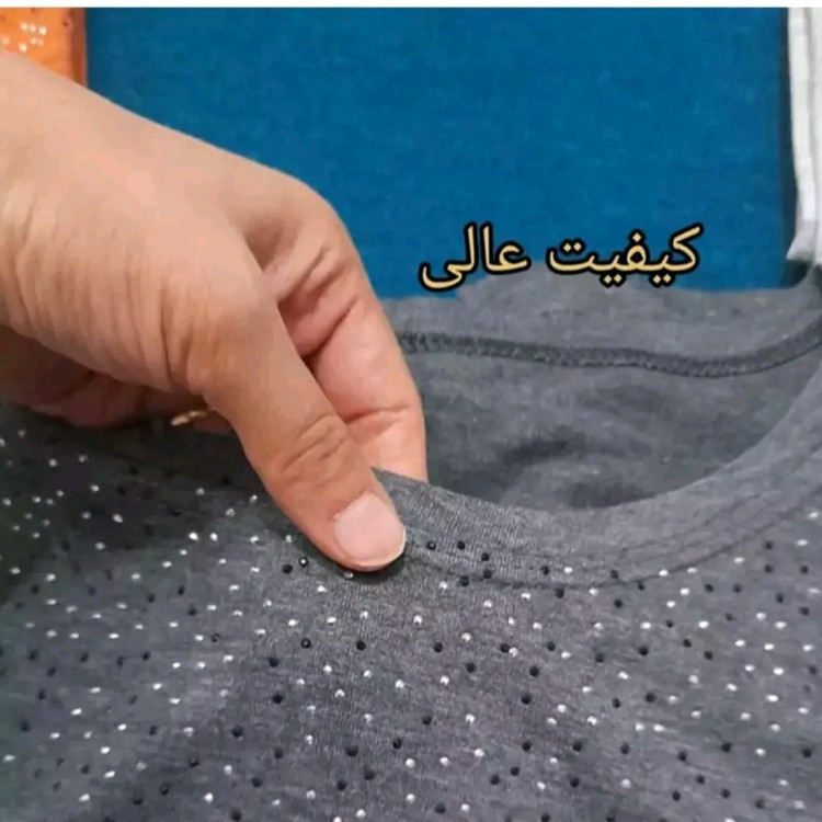 تاپ زنانه آستین سرخود نگین کوب مناسب سایز بزرگ فری سایز جنس ویسکوز نخ