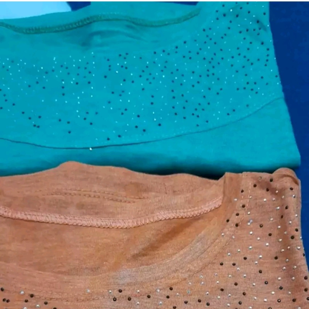 تاپ زنانه آستین سرخود نگین کوب مناسب سایز بزرگ فری سایز جنس ویسکوز نخ