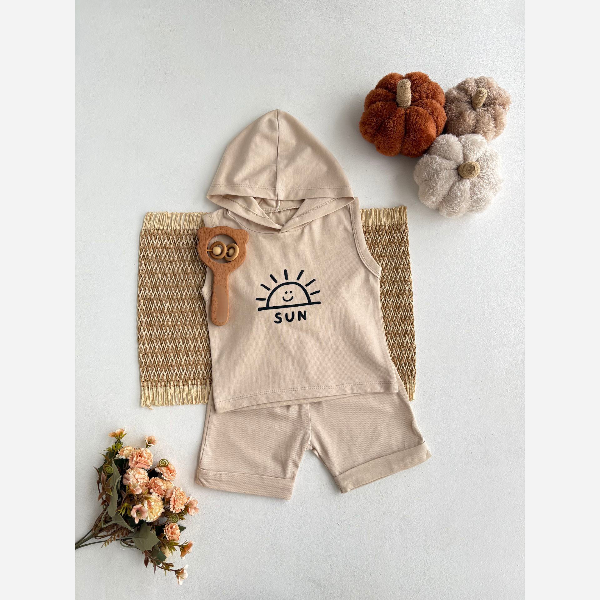 تاپ شورت کلاهدار نوزادی پسرانه ست اقتصادی