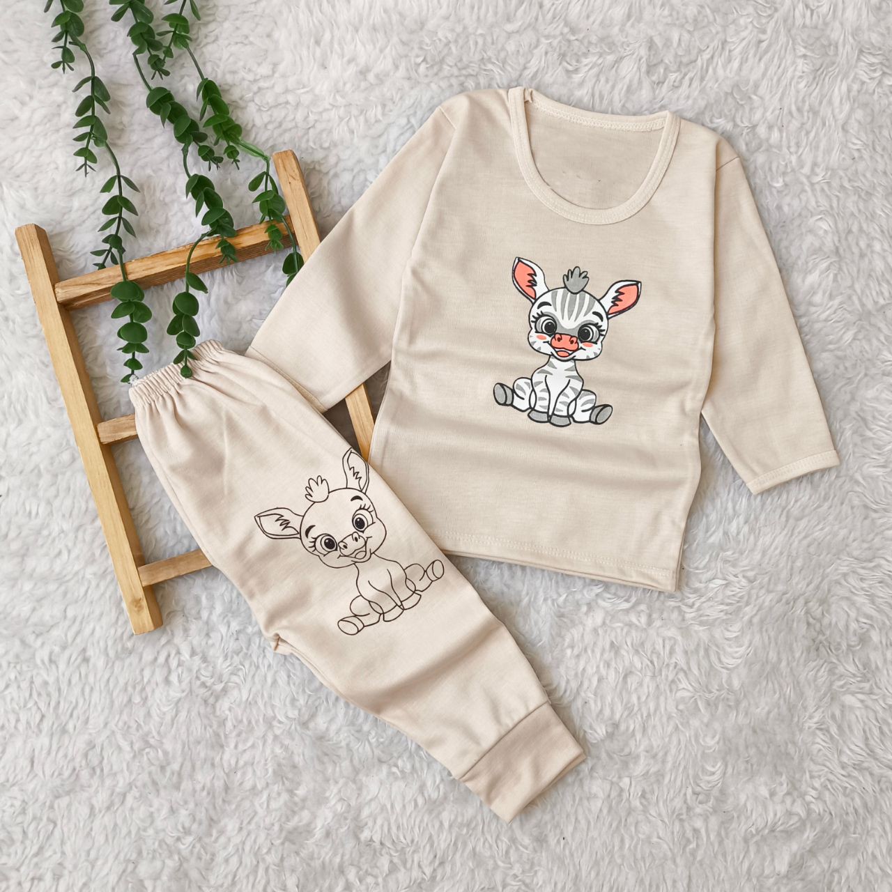 بلوز شلوار نوزادی بلوز شلوار اقتصادی پسرانه دخترانه تک چاپ