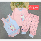 سه تکه اقتصادی نوزادی دخترانه پسرانه بادی شلوار ست بیمارستانی