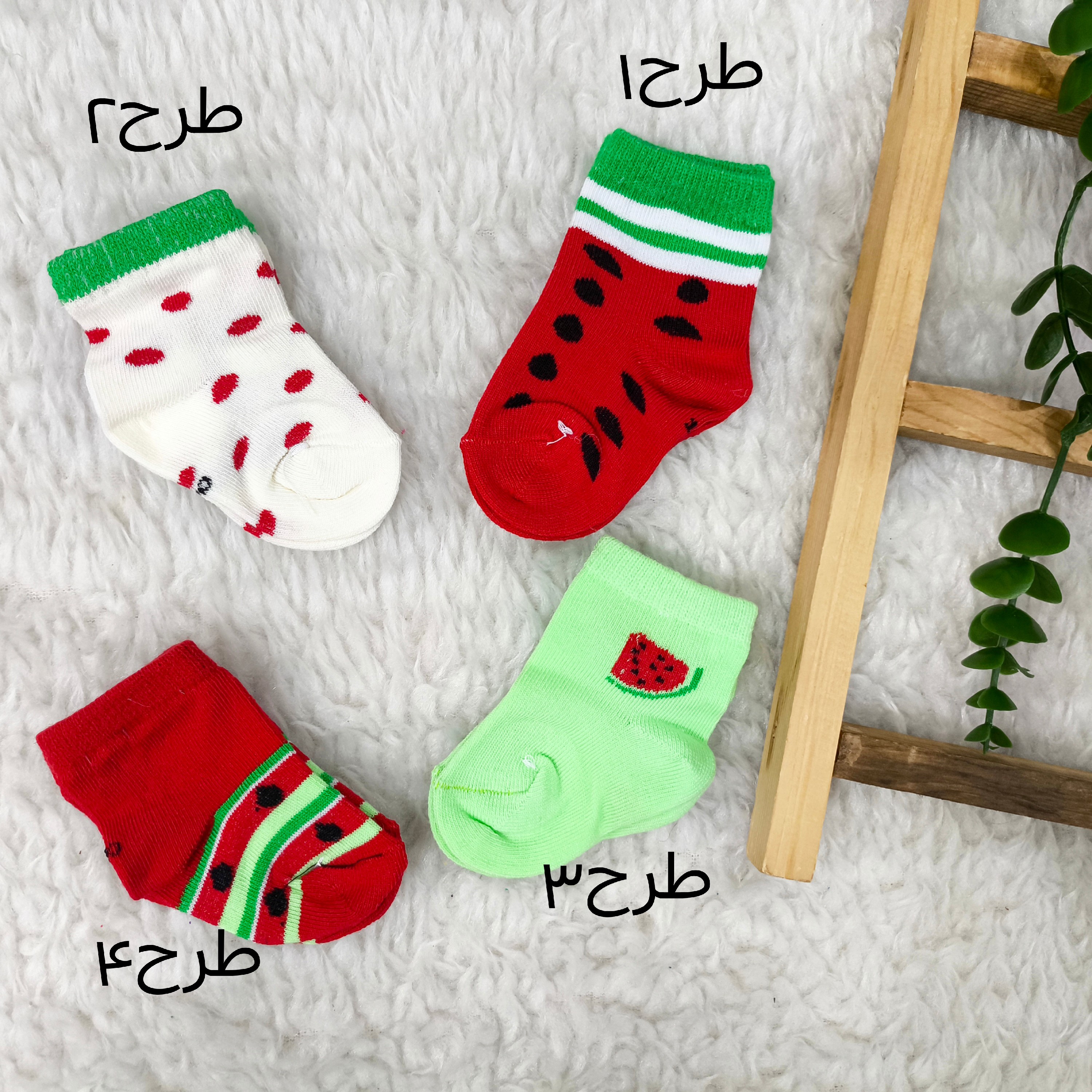 جوراب یلدایی نوزادی جوراب هندوانه صددرصد پنبه تا یکسال