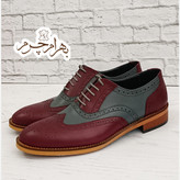 کفش مردانه مجلسی چرم طبیعی دستدوز مدل نیلسون زرشکی طوسی
