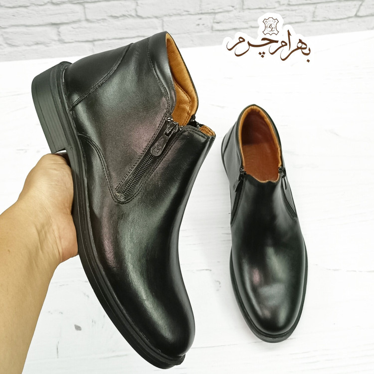 نیم بوت مردانه اسپرت چرم طبیعی مشکی مدل یورک