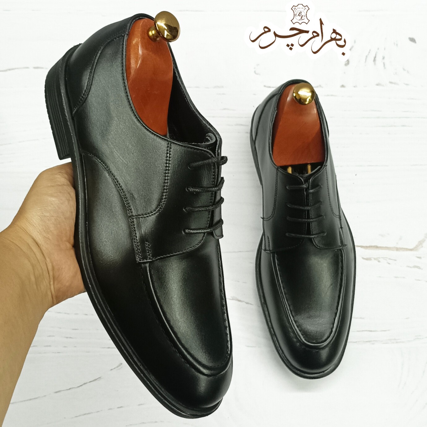 کفش مردانه کالج چرم طبیعی دست دوز مدل کاپریس مشکی