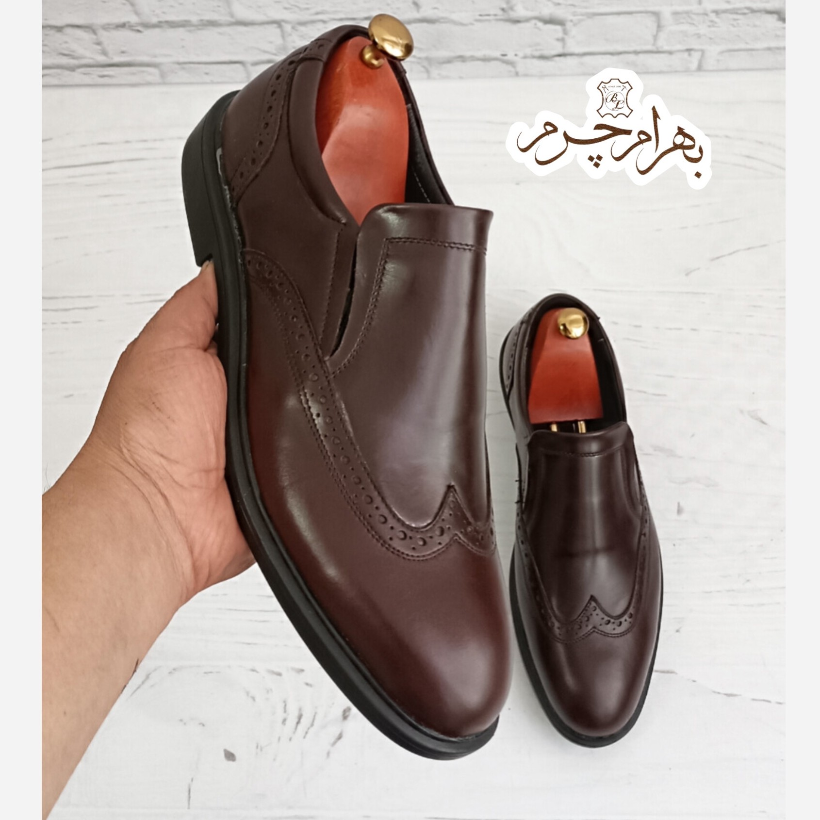 کفش مردانه روزمره اداری چرم طبیعی مدل هاوانا قهوه ای
