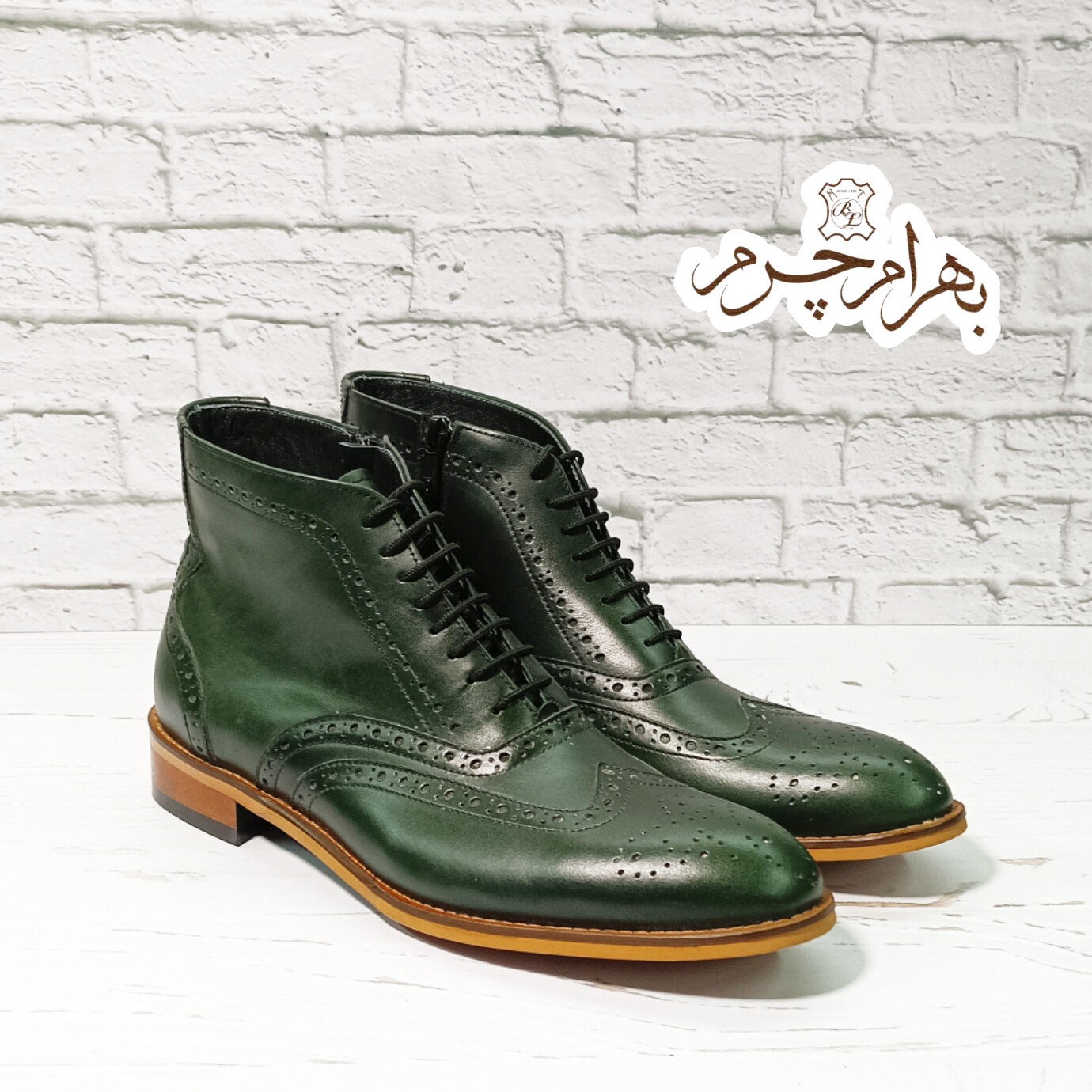 نیم بوت چرم طبیعی یشمی پک 2جفتی زنانه مردانه عمده