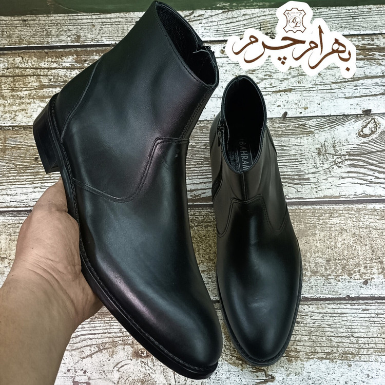 نیم بوت مردانه چرم طبیعی مشکی آلپاین کلاسیک