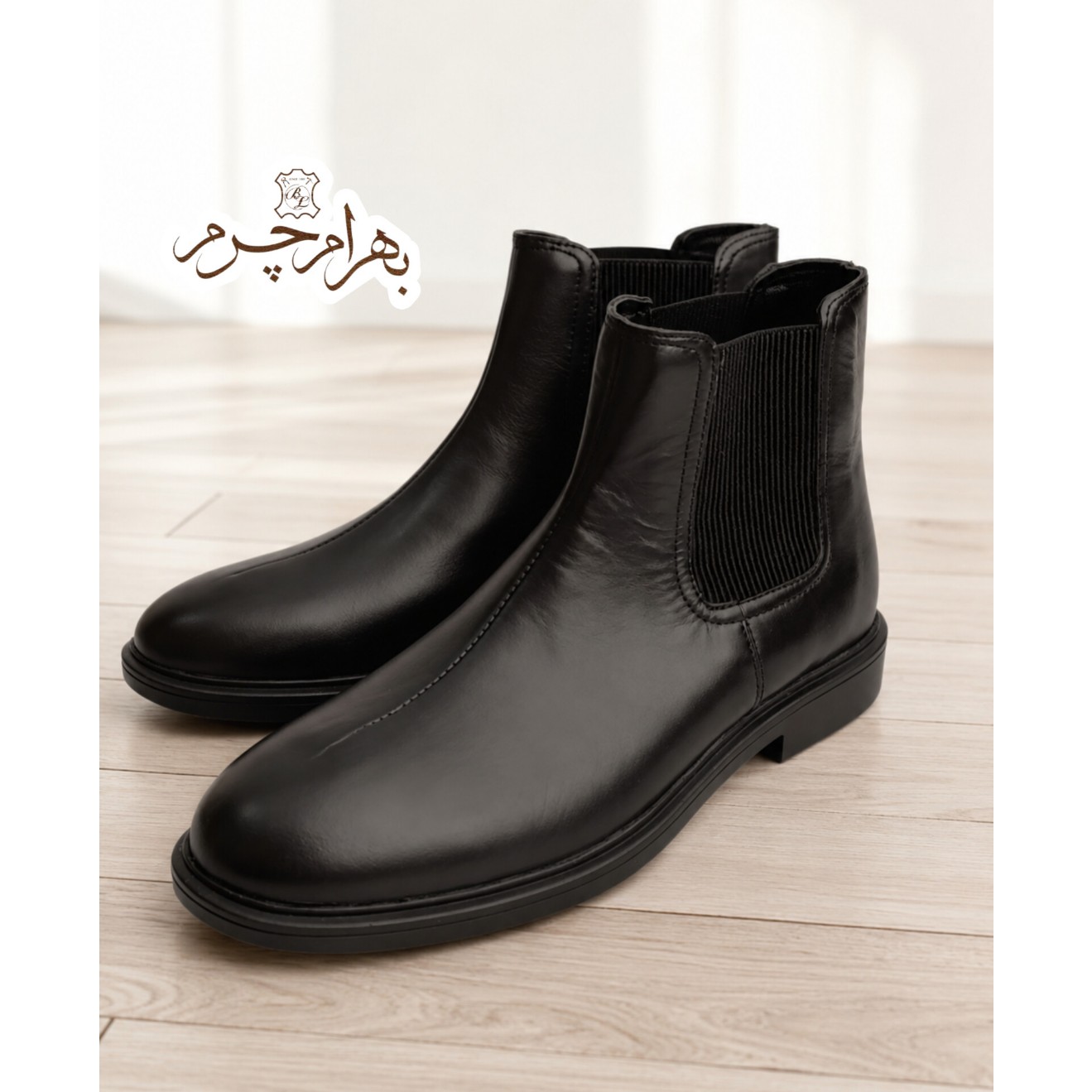 نیم بوت مردانه اسپرت چرم طبیعی چلسی دست دوز مدل کوین