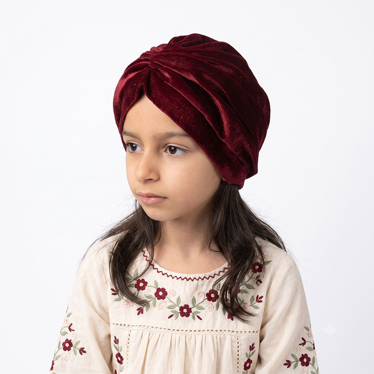 توربان دخترانه زرشکی کد 6576